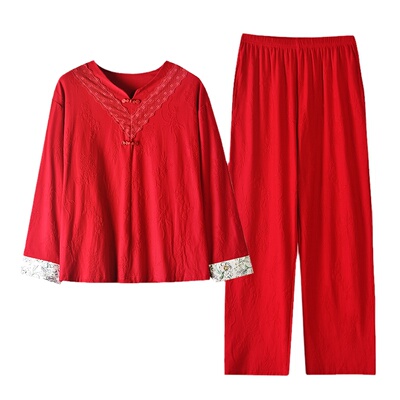 【浪莎】官方正品纯棉长袖睡衣女