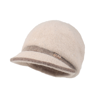 高级感针织帽子女秋冬季保暖防寒加厚毛线鸭舌帽护耳休闲韩版百搭