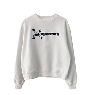 Xuperman立体毛刷绣背后击球LOGO圆领加绒卫衣宽松显瘦简约秋冬