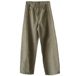 全棉高腰显瘦弯刀牛仔裤女春季2026新款裤子宽松直筒阔腿裤春款