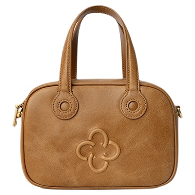 卡思乐波士顿包女2025新款鞣头层牛皮小众复古手提单肩保龄球包包