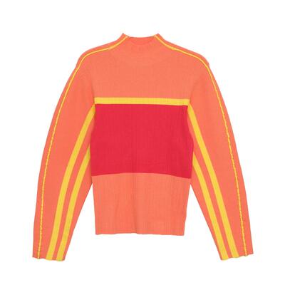 MOVEUP幻走2024秋季新款.FUN系列小高领谷波间条设计师短款毛衣女