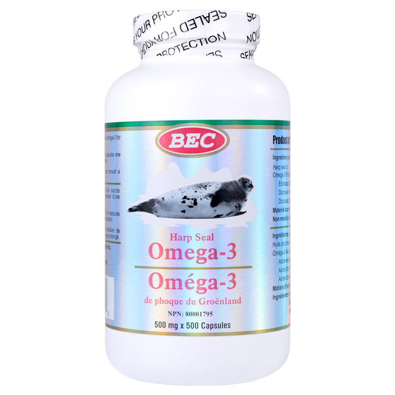 加拿大进口BEC海豹油Omega-3胶囊500粒欧米茄3心脑血管原装正品