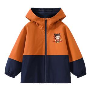 拉夏贝尔男童春秋哪咤同款冲锋衣2025儿童三防户外风连帽外套服装
