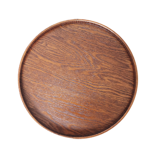 ins日式圆形木托盘茶盘咖啡厅茶水盘点心盘家用收纳盘餐盘