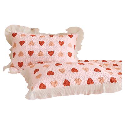 小清新全棉夹棉枕套一对纯棉