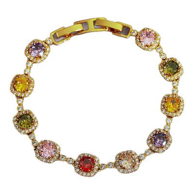 彩色方形锆石手链轻奢小众精致