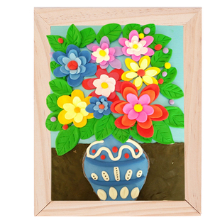 雪花泥珍珠泥超轻粘土画框 儿童手工制作DIY幼儿园木质白坯相框