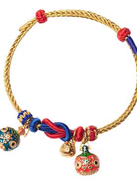 可串穿吞金兽古法吊坠转运珠手工半成品手绳本命年红绳DIY原创