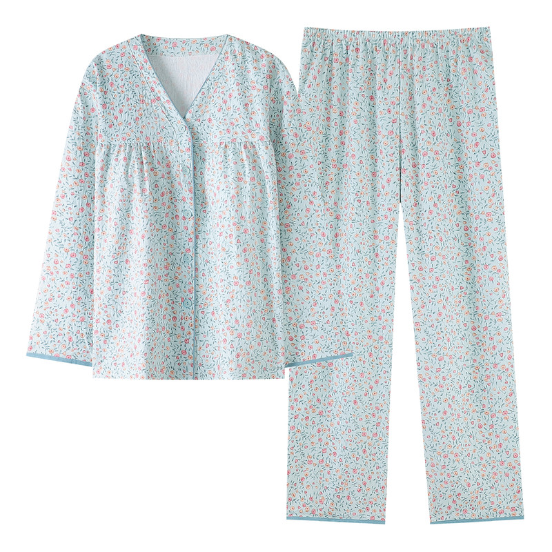 春秋夏冬季女士带胸垫开衫家居服