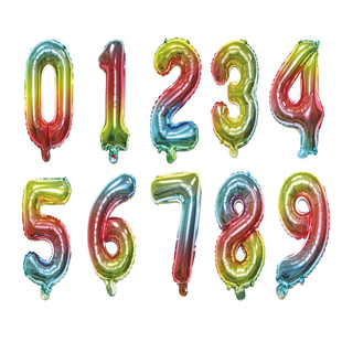 16寸数字铝膜气球0到9多种颜色生日节庆纪念日野餐户外拍照气球
