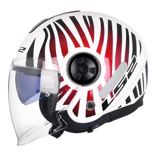 LS2摩托车双镜片半盔覆式女四分之三头盔男踏板车四季冬通用OF620