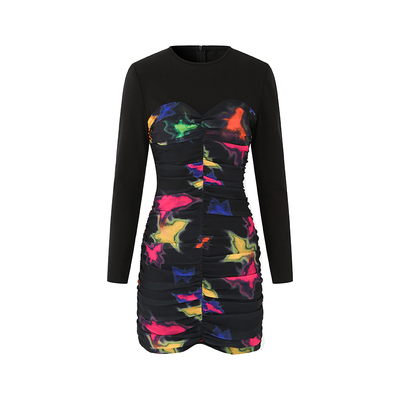 LEDIMWANG印花收腰连衣裙