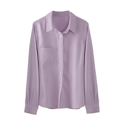 宽松长袖灯芯绒深紫色衬衫