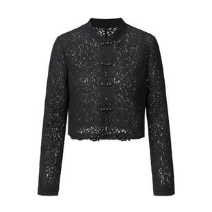 VGRASS维格娜丝羊毛连身裙秋冬季莲花纹经编蕾丝花瓣机理感连衣裙