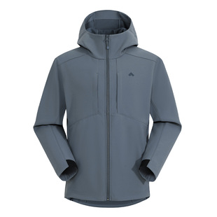 拓路者防风加绒软壳衣男子连帽前胸拉链袋户外徒步防泼水保暖外套