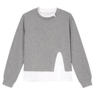 无谓韩式文艺2025秋季新款女装气质宽松拼接撞色设计感卫衣女上衣