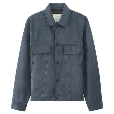 舒适通勤麂皮绒翻领工装夹克