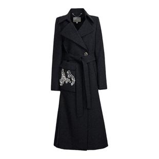 MEDECOO/墨蒂珂2024冬新款女装长款羊毛大衣收腰毛呢大衣MID20326