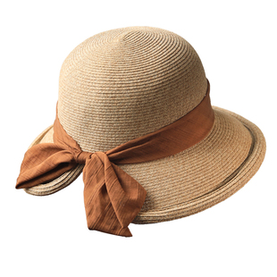 夏季遮阳可折叠草帽女款2026新款草编渔夫帽度假旅游帽子防晒凉帽