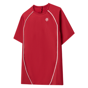 AFTERGLOW镶边织带健身紧身衣 夏季显大运动弹力面料透气男短袖