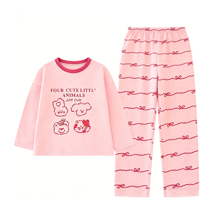 150cm矮小个子女睡衣春秋简约圆领长袖长裤小码家居服两件套145cm