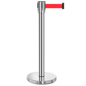 不锈钢一米线银行安全隔离带伸缩带5米排队护栏杆户外警戒警示柱