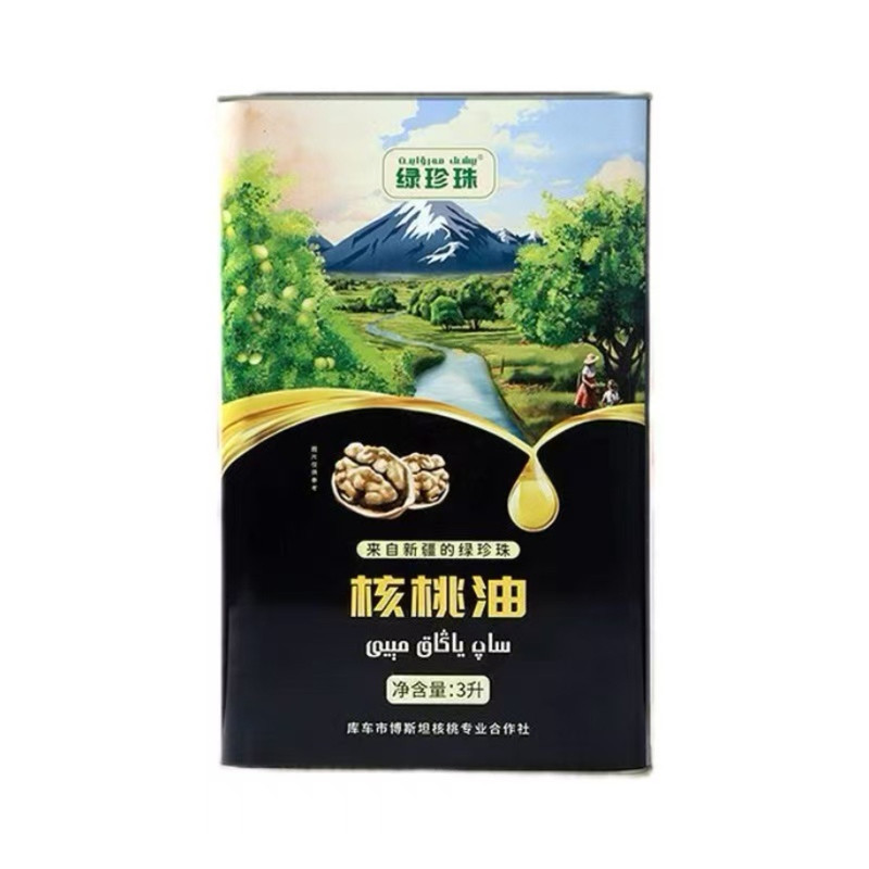 新疆特产绿珍珠核桃油3升桶 冷榨热炒凉拌国标一级食用油营养健康
