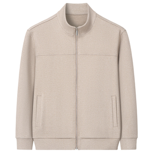 春秋季男士立领拉链卫衣商务休闲外套极简风羊毛毛衣夹克2025男装