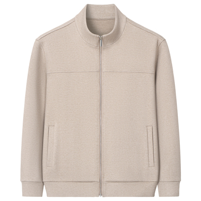 春秋季男士立领拉链卫衣商务休闲外套极简风羊毛毛衣夹克2025男装