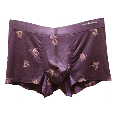 CM本草丝麻印花平角中腰男士内裤