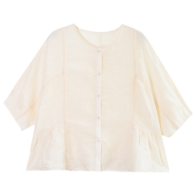 GESGOO法式文艺真丝麻衬衫