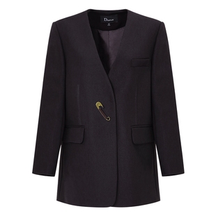 IDPAN通勤羊毛雅绅西装简约智感无领设计干练外套2025冬季新款