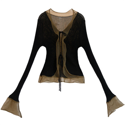 新中式原创设计针织V领开衫秋季