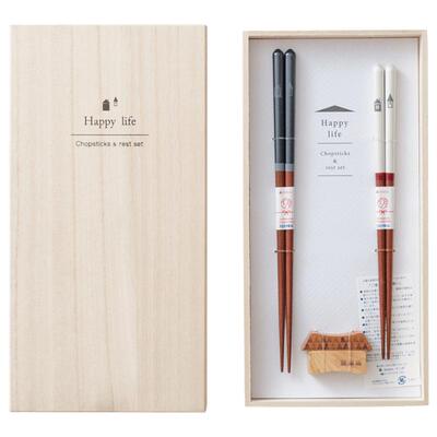 同合日本进口石田阖家欢对筷家用防滑日式尖头筷子夫妻对筷礼盒装