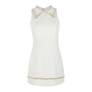 CLOUDSEASON茉白钉珠连衣裙富家千金重工小香风连衣裙女设计感