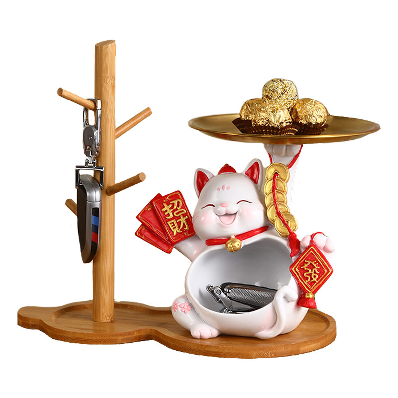 创意招财猫摆件入户玄关钥匙收纳