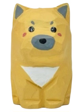 手工木雕萨摩柴犬田园犬小狗摆件可爱卡通动物桌面装饰品生日礼物