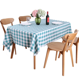 定做酒店餐厅餐桌布布艺家用田园格子台布咖啡厅饭店圆形大圆桌