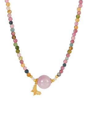 zeroline紫锂辉碧玺项链女纯银