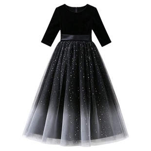 儿童礼服女童管弦乐团演出服合唱团主持人钢琴服装男童黑衬衫套装