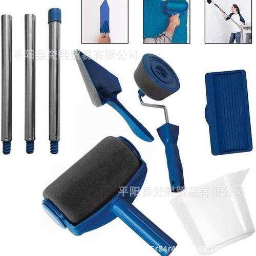 pintar facil 新品 无缝海绵TV产品滚筒刷五合一多功能油漆刷套裝