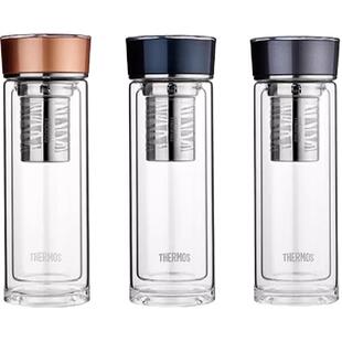 膳魔师透明玻璃双层隔热带茶漏山纹系列办公室泡茶水杯TCGE-400