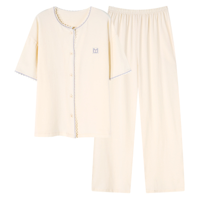 夏季棉质女开衫家居服套装可外穿