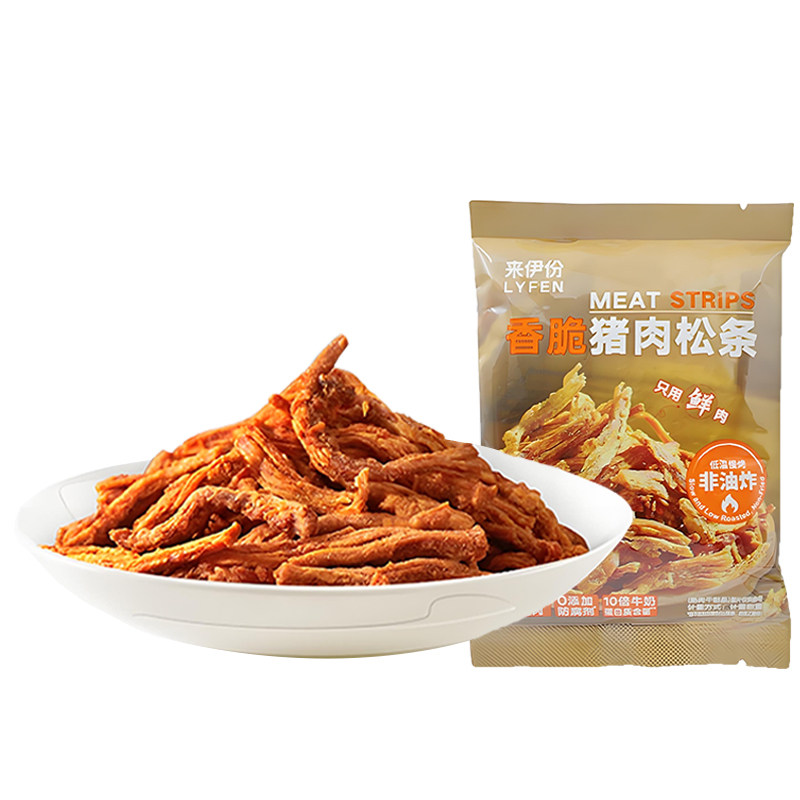 来伊份香脆猪肉松条500g非油炸高蛋白酥脆原味猪肉脯办公休闲零食