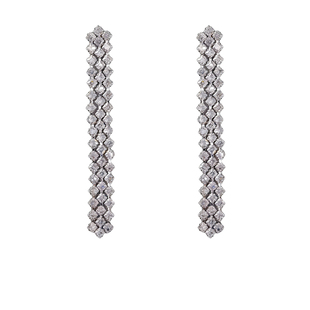 CrayonX长款流苏满锆百搭简约耳环女金属链条式长款耳坠