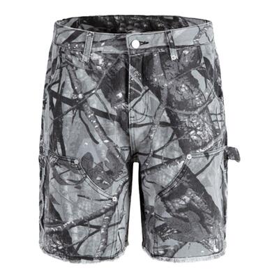 SlowGang荆棘迷彩工装牛仔短裤