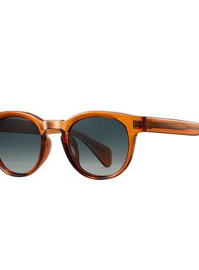 复古玳瑁偏光圆框男士太阳镜