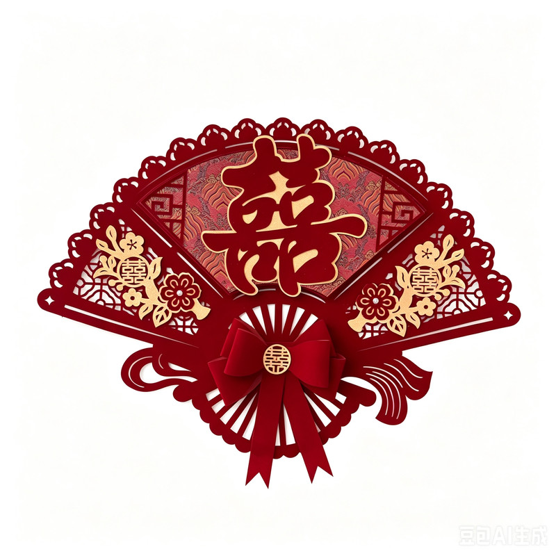 新品扇形大喜立体植绒布亮片吾家有喜婚房床头装饰布置客厅 包邮