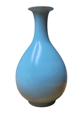 宋式美学汝瓷窑梅瓶玉壶春花瓶仿古天青插花器中式摆件高级感大气